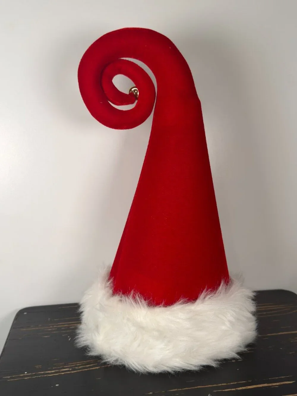 Pier 1 Imports SANTA CLAUS HAT Christmas‎ Tree Topper Red Velvet Curly ELF 16